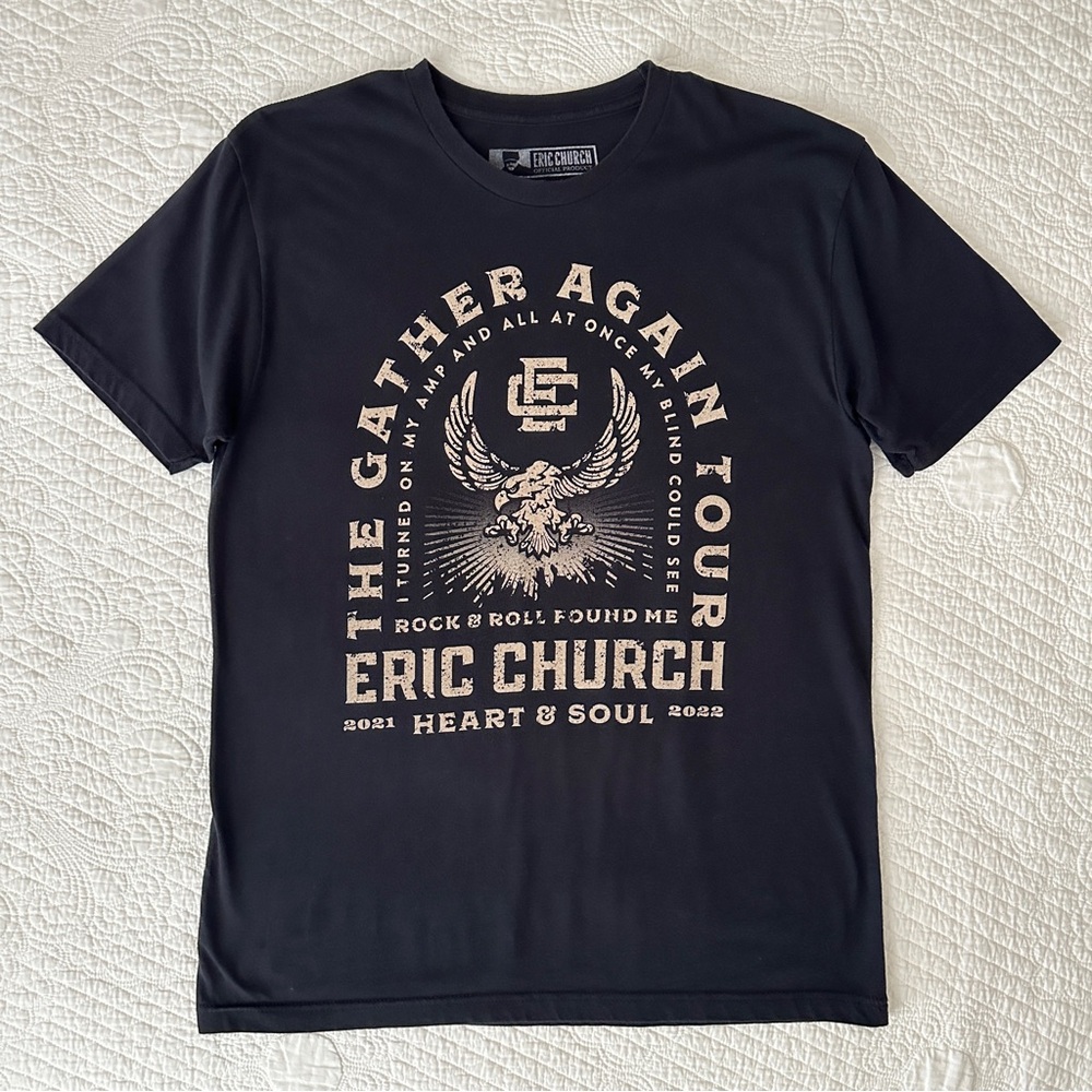 Eric Church Black Gather Again Tour T-Shirt 2021-2022 Size Large